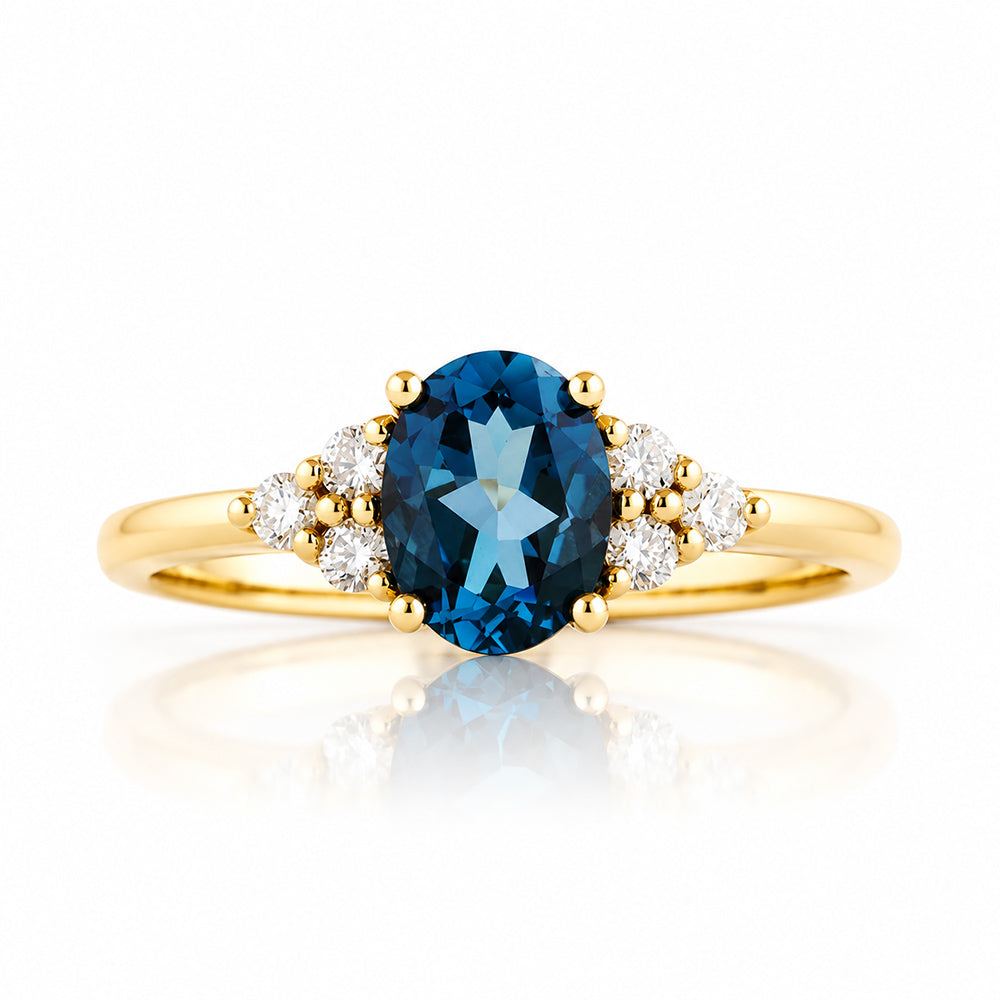 Este, Oval cut Lab Sapphire and Diamond Ring