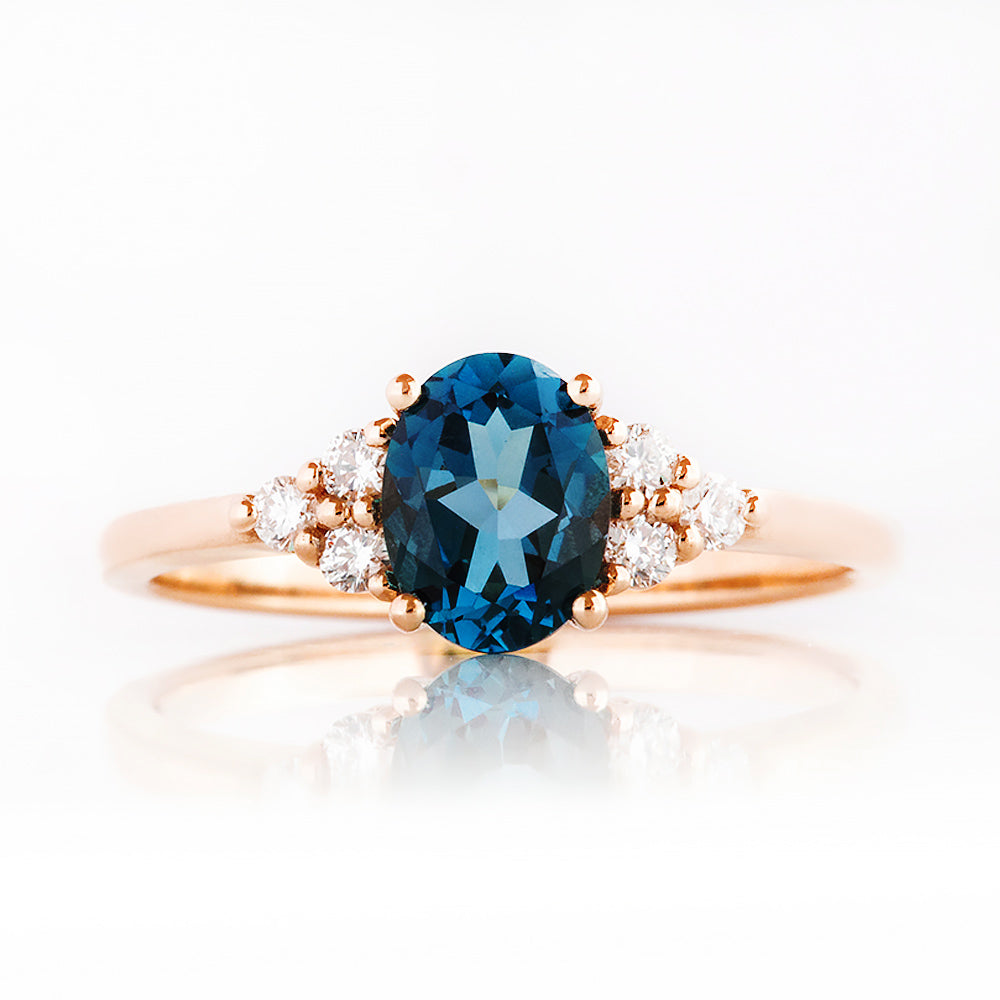 Este, Oval cut Lab Sapphire and Diamond Ring