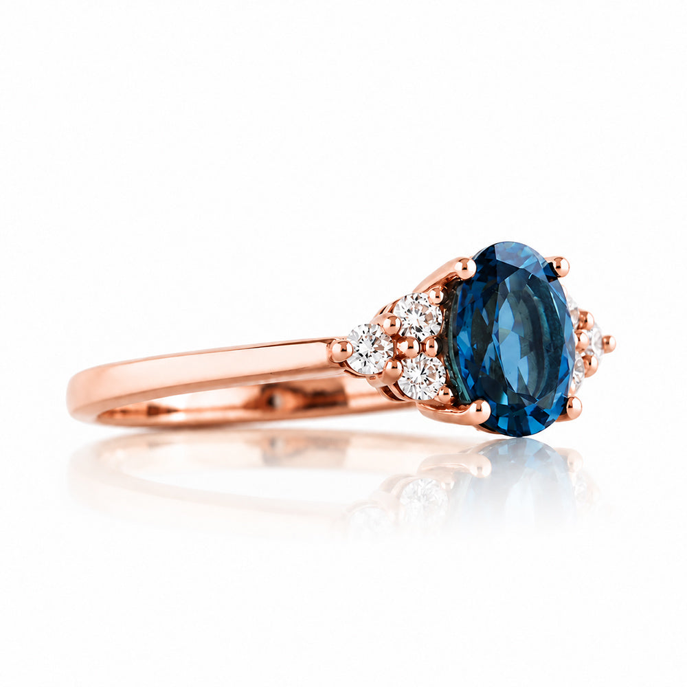 Este, Oval cut Lab Sapphire and Diamond Ring
