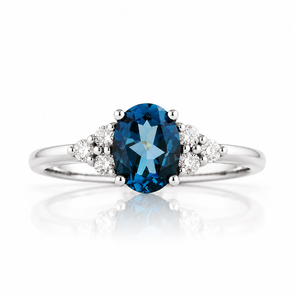 Este, Oval cut Lab Sapphire and Diamond Ring