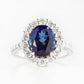 Karmi, oval cut Lab Sapphire and Diamond Ring