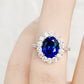 Karmi, oval cut Lab Sapphire and Diamond Ring