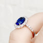 Karmi, oval cut Lab Sapphire and Diamond Ring
