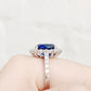 Karmi, oval cut Lab Sapphire and Diamond Ring