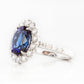 Karmi, oval cut Lab Sapphire and Diamond Ring