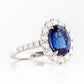 Karmi, oval cut Lab Sapphire and Diamond Ring