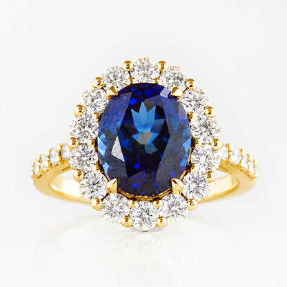 Karmi, oval cut Lab Sapphire and Diamond Ring - Victoria's Jewellery