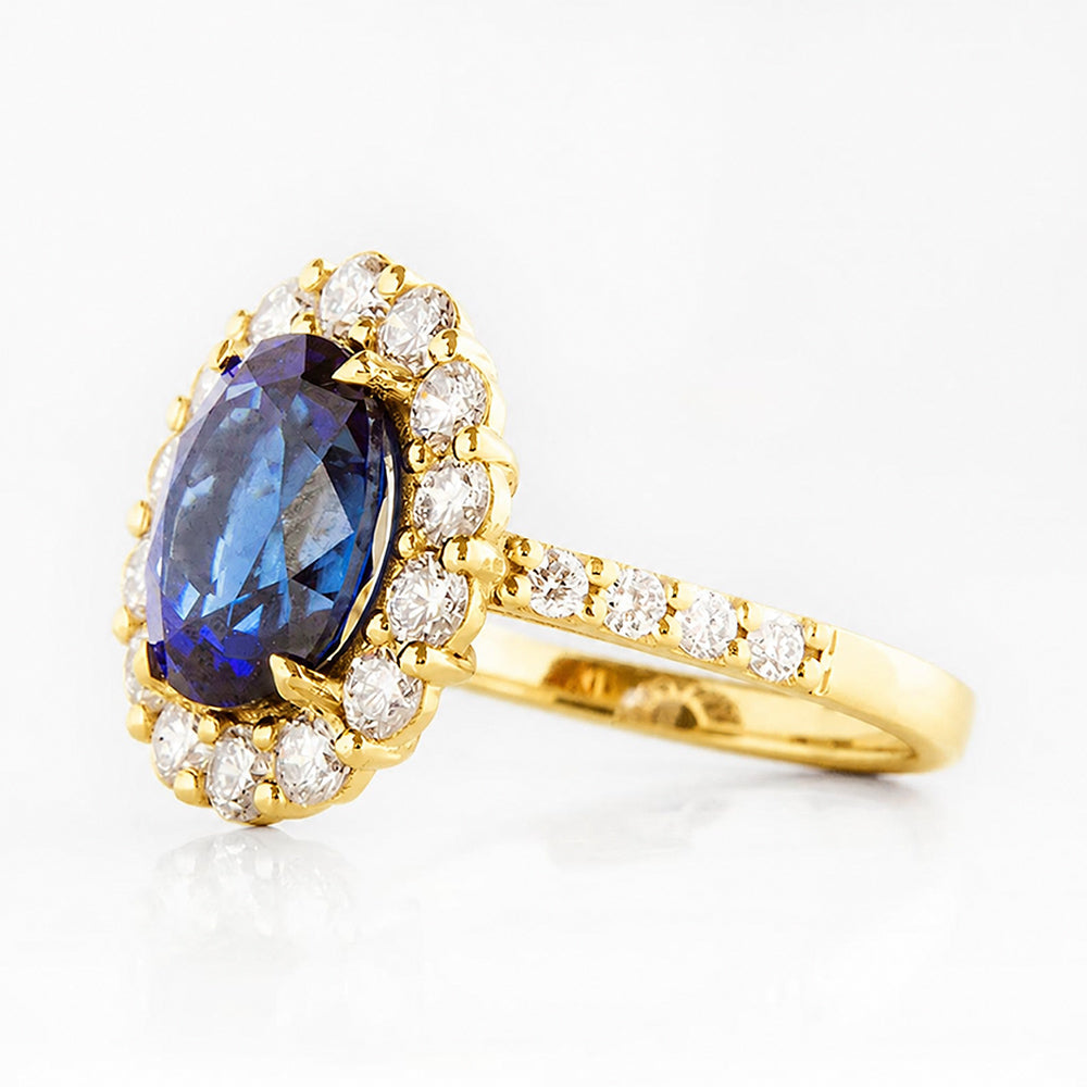 Karmi, oval cut Lab Sapphire and Diamond Ring - Victoria's Jewellery