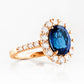 Karmi, oval cut Lab Sapphire and Diamond Ring - Victoria's Jewellery