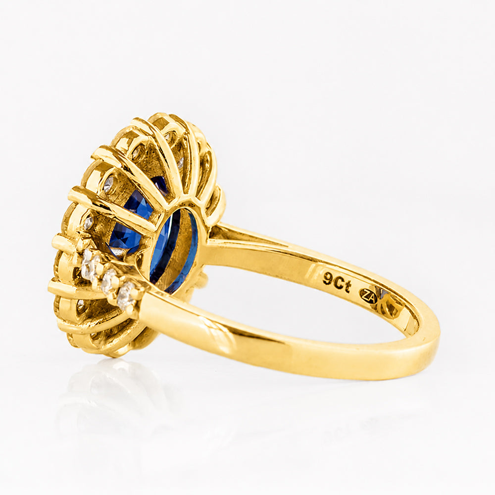 Karmi, oval cut Lab Sapphire and Diamond Ring - Victoria's Jewellery