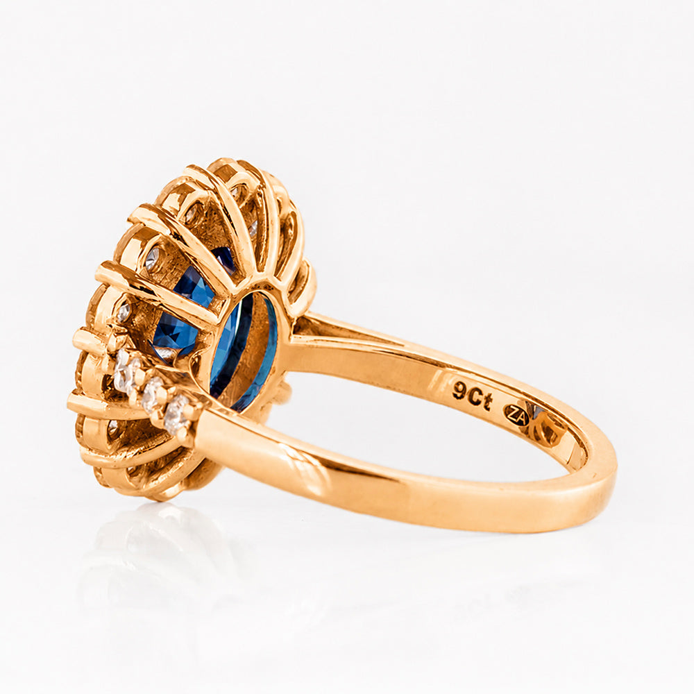 Karmi, oval cut Lab Sapphire and Diamond Ring - Victoria's Jewellery