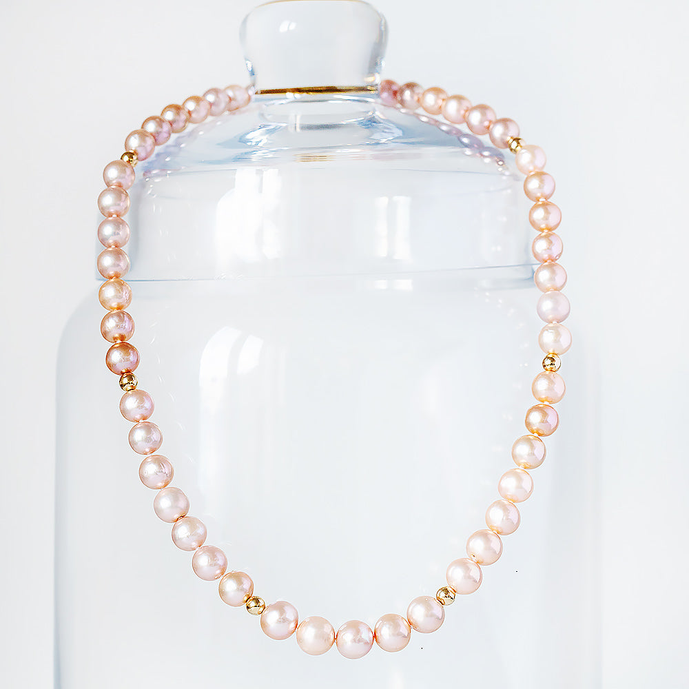 8.5-9mm Peach Fresh Water Pearl Necklace