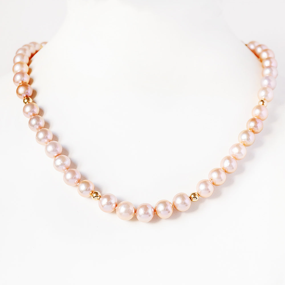 8.5-9mm Peach Fresh Water Pearl Necklace