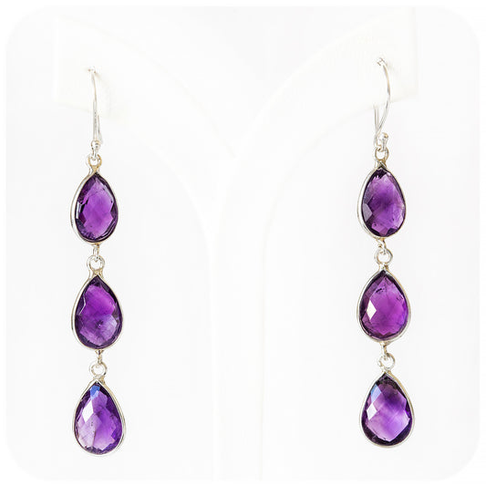 Pear cut Amethyst Drop Earrings