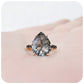 Pear cut Black Rutile Quartz and Moissanite Cocktail Ring - Victoria's Jewellery