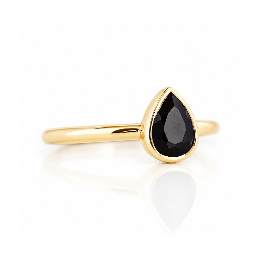 Linda, Pear cut Black Spinel Ring - Victoria's Jewellery
