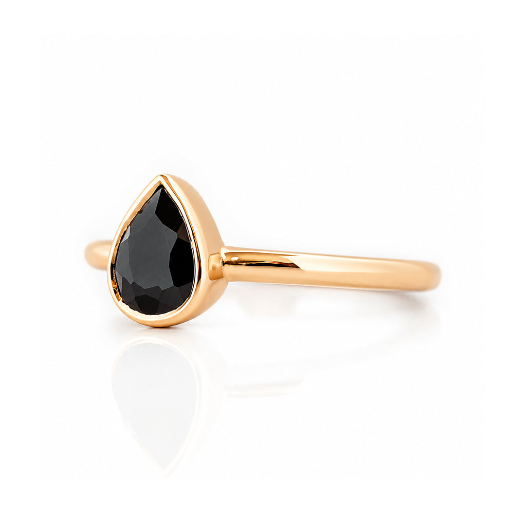Linda, Pear cut Black Spinel Ring - Victoria's Jewellery