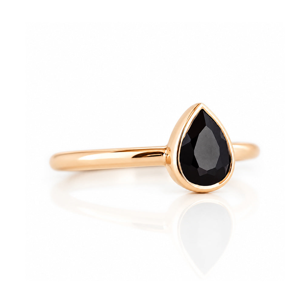 Linda, Pear cut Black Spinel Ring - Victoria's Jewellery