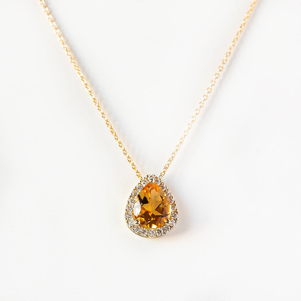 Sage, Citrine and Diamond Pendant
