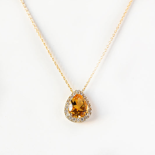 Sage, Citrine and Diamond Pendant