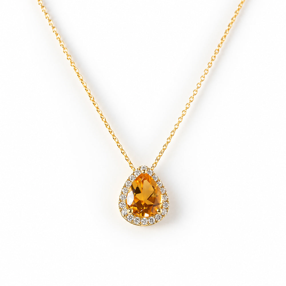 Sage, Citrine and Diamond Pendant