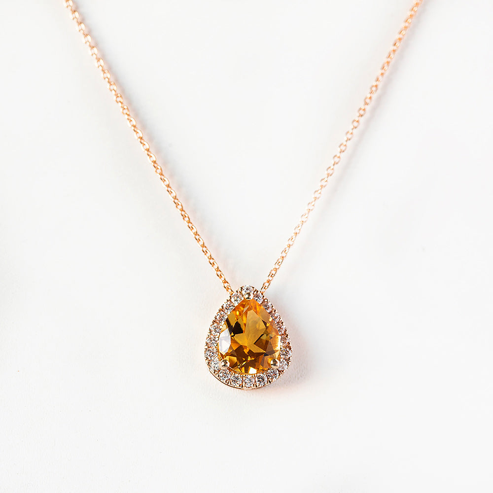 Sage, Citrine and Diamond Pendant
