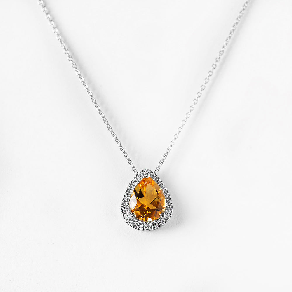 Sage, Citrine and Diamond Pendant