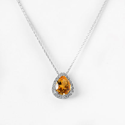 Sage, Citrine and Diamond Pendant