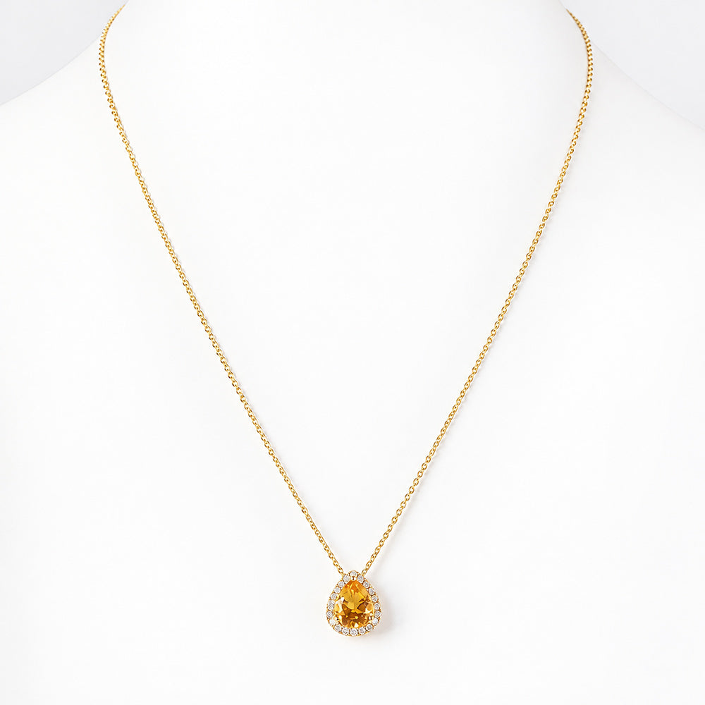 Sage, Citrine and Diamond Pendant