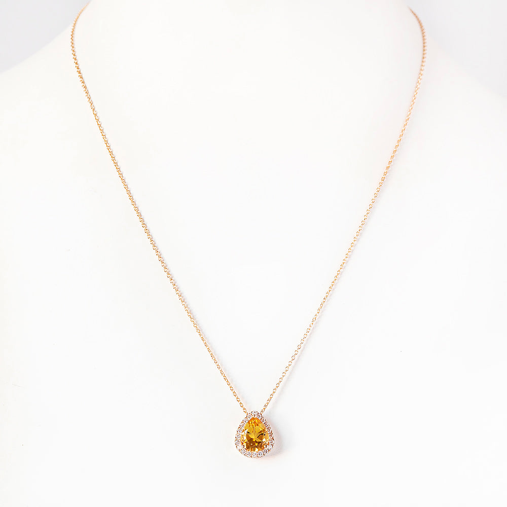Sage, Citrine and Diamond Pendant