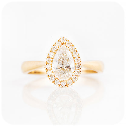 Pear cut Lab Grown Diamond Halo Engagement or Anniversary ring - Victoria's Jewellery