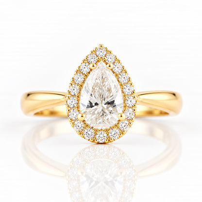 Grace, a Pear cut Lab Diamond Halo Engagement Ring - 1ct - Victoria's Jewellery