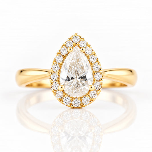Grace, a Pear cut Lab Diamond Halo Engagement Ring - 1ct - Victoria's Jewellery