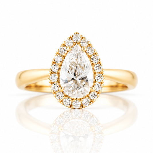 Grace, a Pear cut Lab Diamond Halo Engagement Ring - 1.5ct