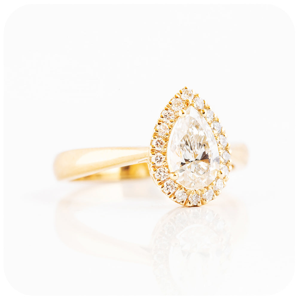 Pear cut Lab Grown Diamond Halo Engagement or Anniversary ring - Victoria's Jewellery