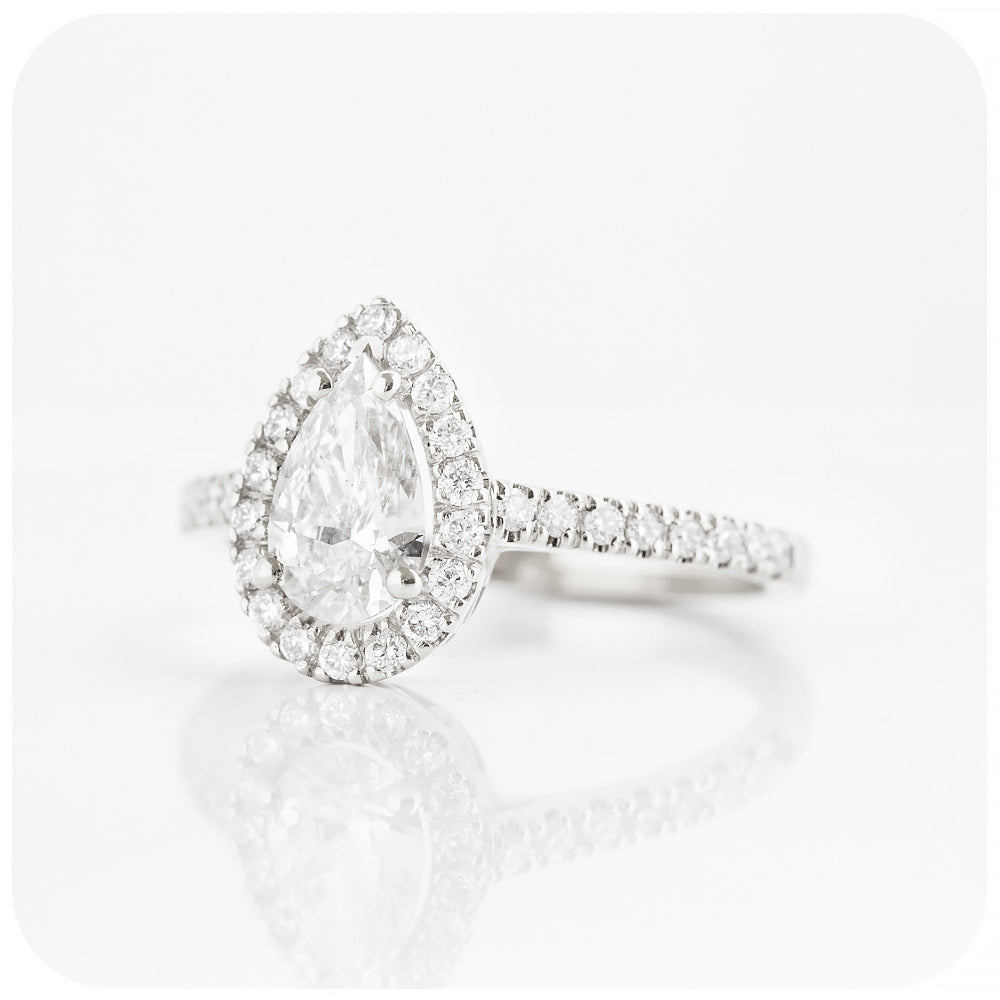 Pear cut Lab Grown Diamond Halo Engagement Wedding Ring - Victoria's Jewellery