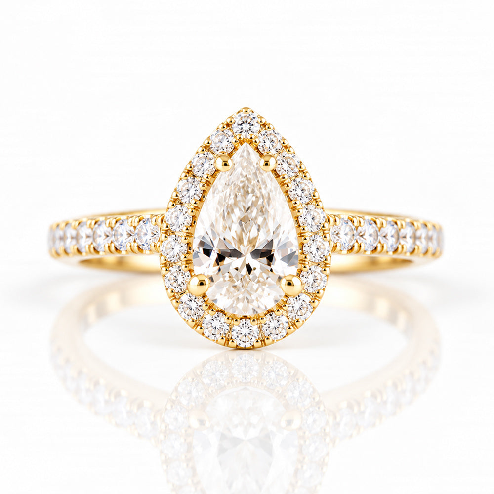 Madison, a Pear cut Lab Diamond Halo Ring - Victoria's Jewellery