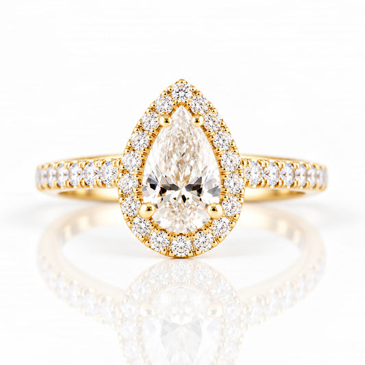 Madison, a Pear cut Lab Diamond Halo Ring - Victoria's Jewellery