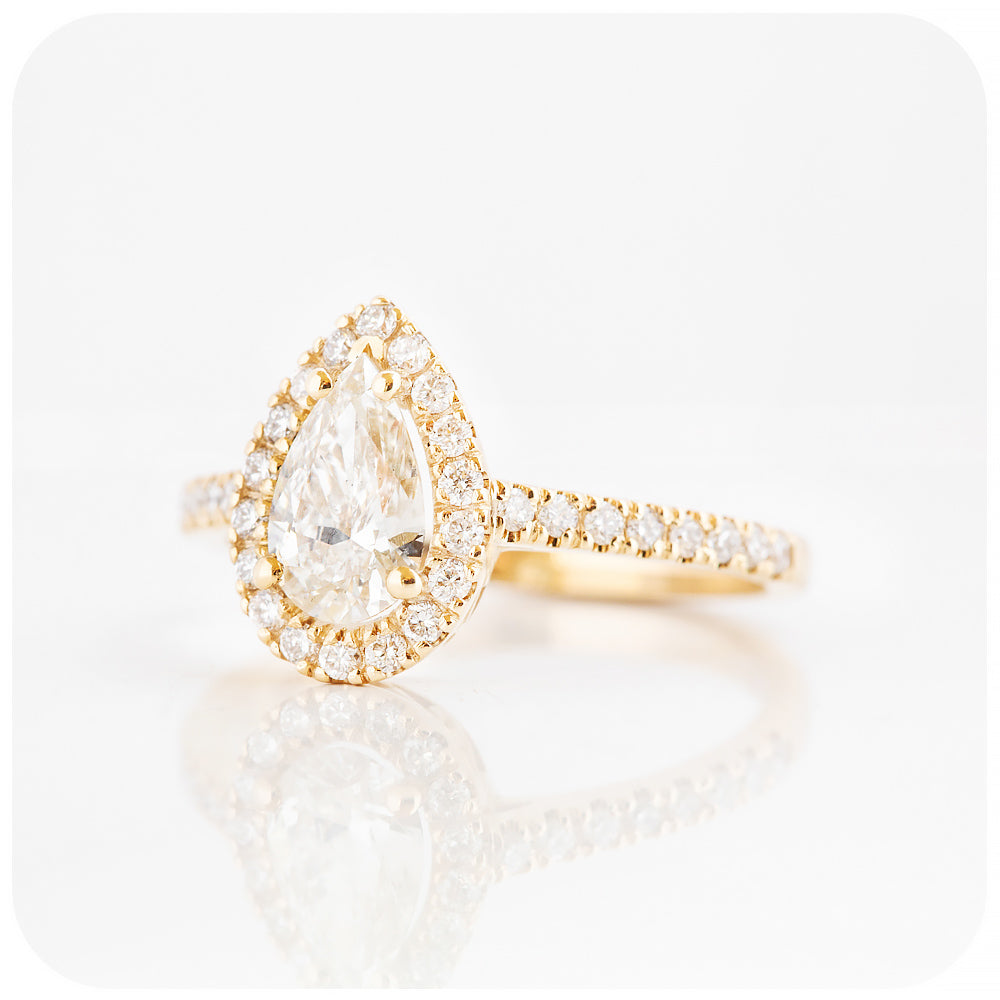 Pear cut Lab Grown Diamond Halo Engagement Wedding Ring - Victoria's Jewellery