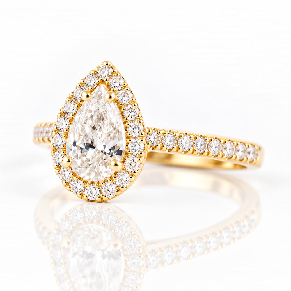 Madison, a Pear cut Lab Diamond Halo Ring - Victoria's Jewellery