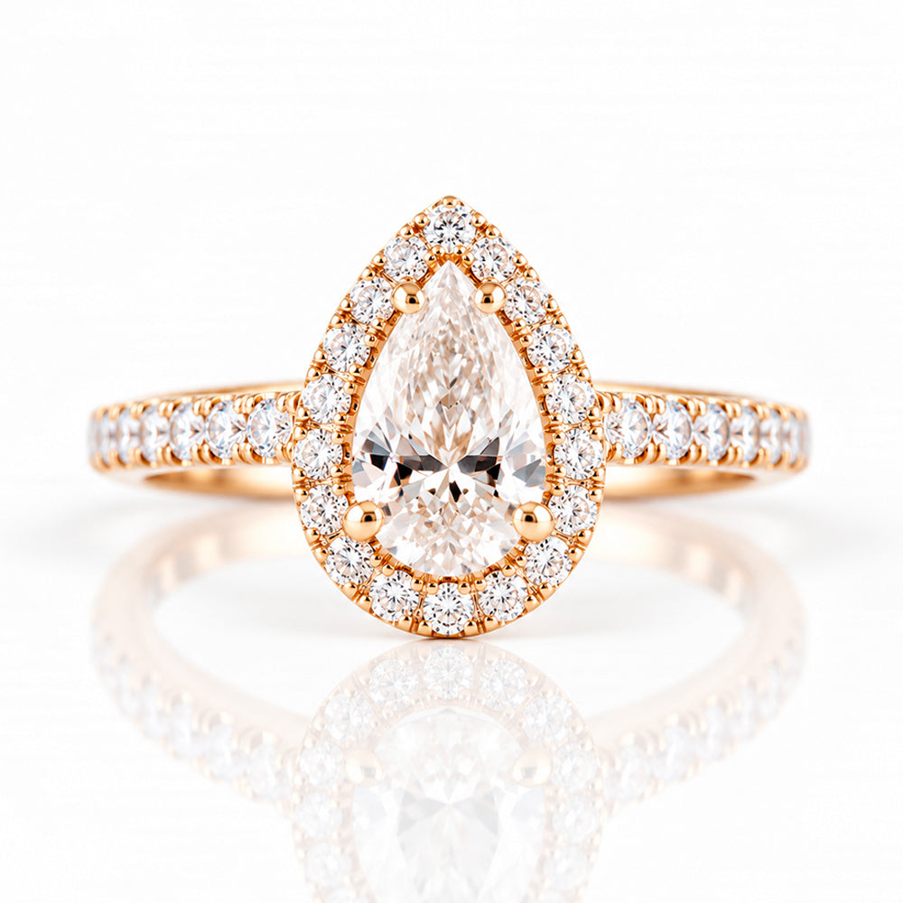 Madison, a Pear cut Lab Diamond Halo Ring - Victoria's Jewellery