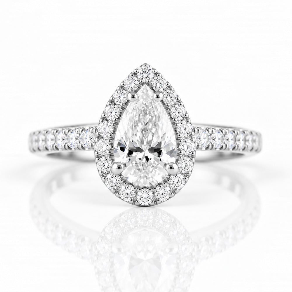 Madison, a Pear cut Lab Diamond Halo Ring - Victoria's Jewellery