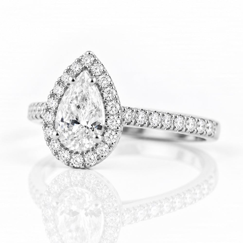 Madison, a Pear cut Lab Diamond Halo Ring - Victoria's Jewellery