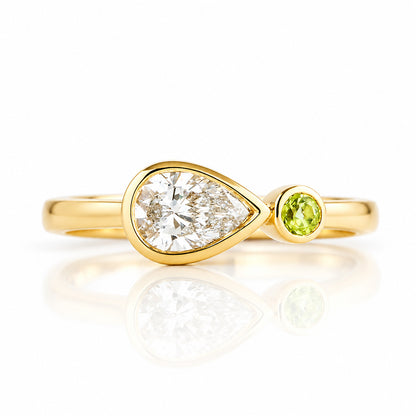 Jade, Lab Diamond and Peridot Ring