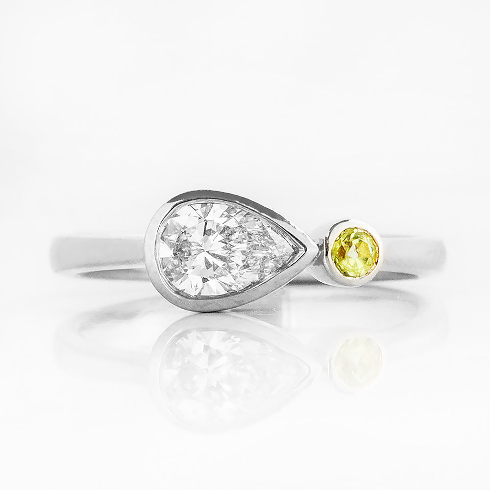 Jade, Lab Diamond and Peridot Ring