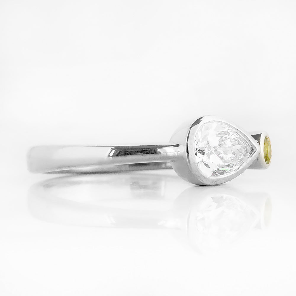 Jade, Lab Diamond and Peridot Ring