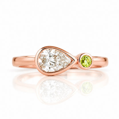 Jade, Lab Diamond and Peridot Ring