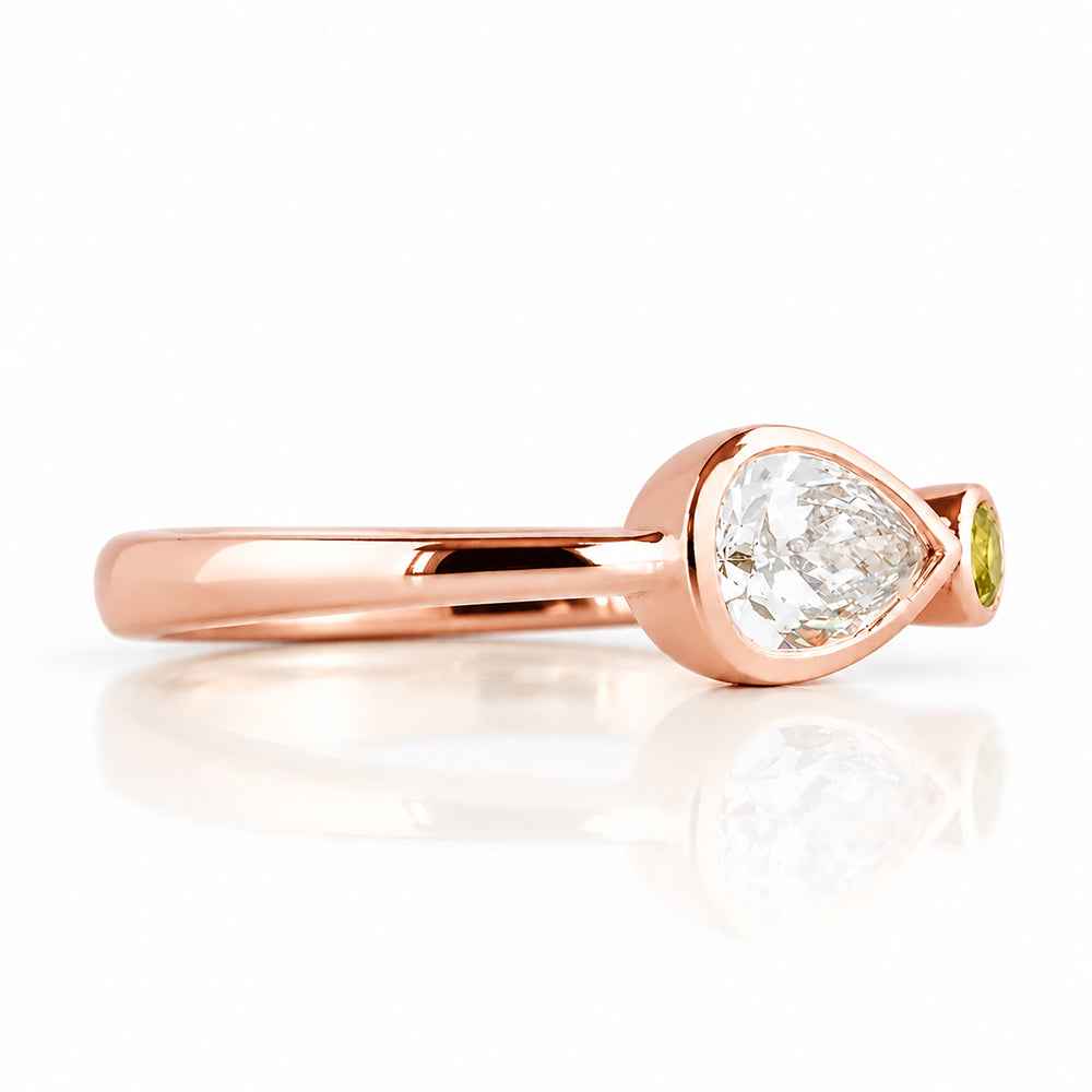 Jade, Lab Diamond and Peridot Ring
