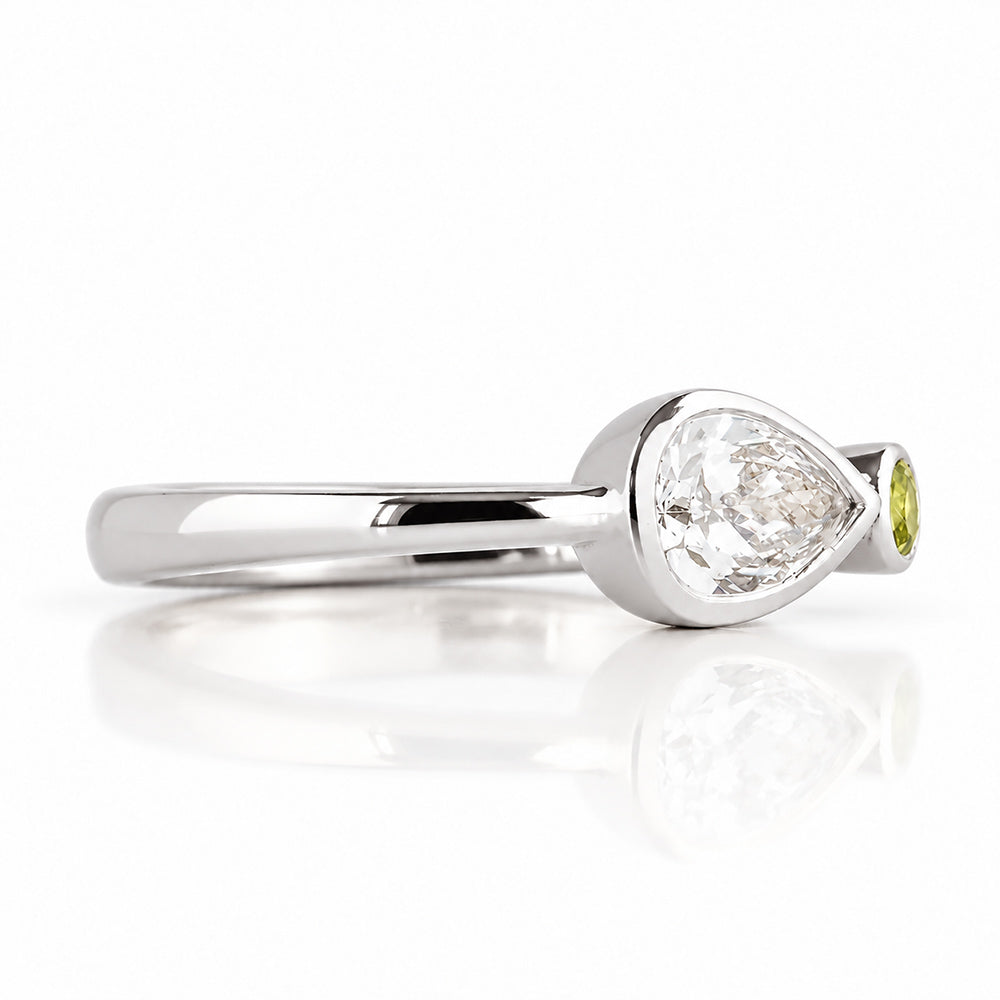Jade, Lab Diamond and Peridot Ring