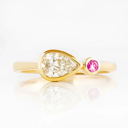 Jade, Lab Diamond and Pink Sapphire Ring
